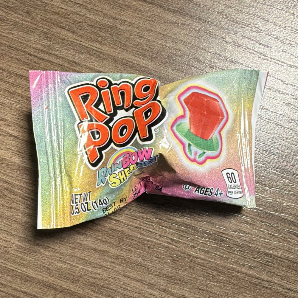 Ring Pop Rainbow Sherbet Ring Lollipop, Individually Wrapped, 0.5 oz (14g)