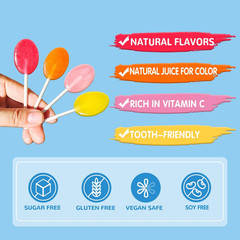 Sugar Free Lollipops with Vitamin C, Xylitol Hard Candy Assorted Fruit Flavors