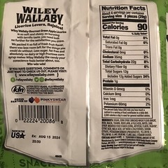 Lot of 2 Wiley Wallaby Australian Green Apple Gourmet Licorice 4 oz Bags Candy