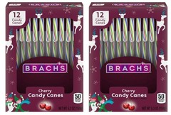 Brach’s Holiday Christmas Cherry Candy Canes 12 Count – 2 Boxes
