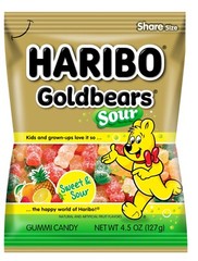 NEW MISPRINTED HARIBO SWEET & SOUR ￼Goldbears Assorted Gummy Candy- 4.5 oz Bag