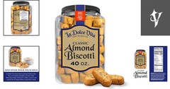 Authentic Italian Almond Biscotti Cookies – 40 oz Jar Perfect for Coffee Pairing