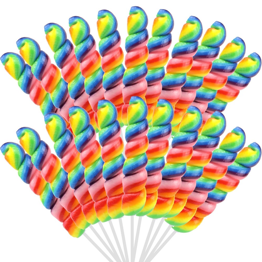 Rainbow Twist Lollipops, Bulk Individually Wrapped for Birthday Parties, Unic…