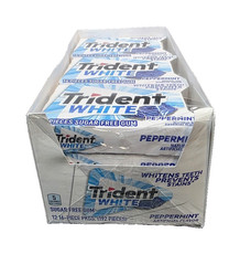 Trident White Peppermint Sugar Free Gum 12 Packs of 16 Pieces (192 Total Pieces)