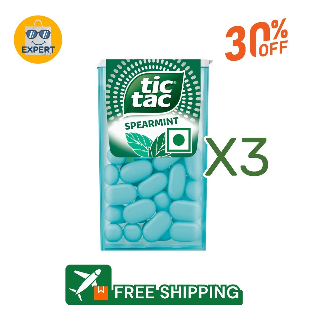X3 – Tic Tac Drops Spearmint Flavor 10.2g = 0.35oz each