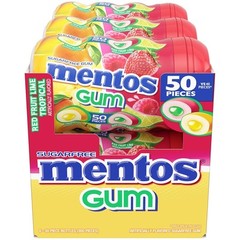 Mentos Sugar-Free Chewing Gum, Tropical, Red Fruit 50 Count (Pack of 6),
