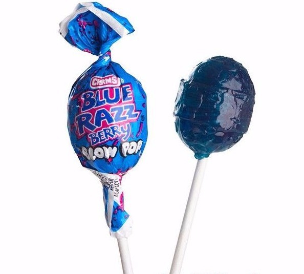 15 PIECE BULK BLUE RAZZ BERRY RASPBERRY CHARMS BLOW POPS CANDY LOLLIPOPS FRESH!