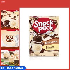 Pudding Cups Chocolate and Vanilla Family Pack 12 Count 6 Pack Lunch Snacks