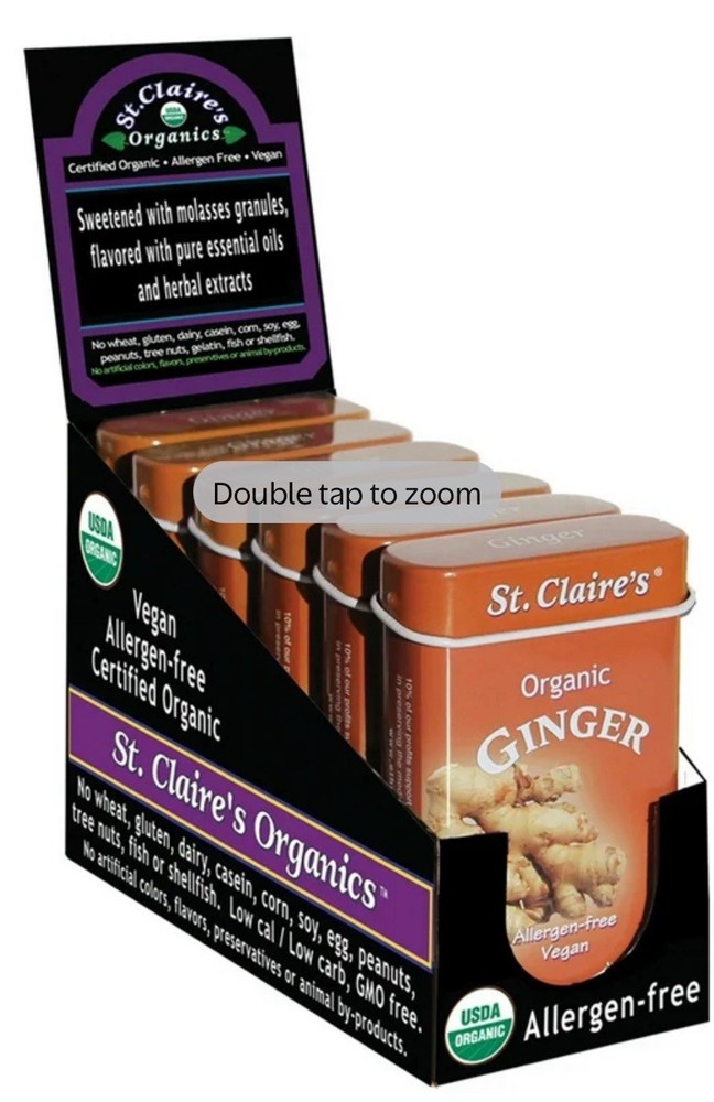 St. Claire’s Organic Herbal Pastilles Ginger, 1.5 oz Tin, Pack of 6