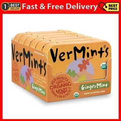 Organic GingerMint Breath Mints Pack of 6 Travel Tins 1.41 Ounce All Natural