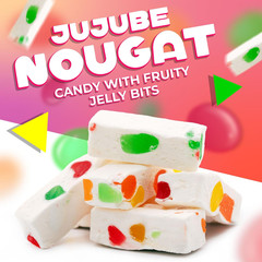 Jujube Nougat Candy, Fruity Jelly Bits, Chewy Candy, 9 Oz Bag | Individually Wra