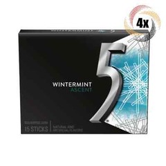 4x Packs 5 Gum Wintermint Ascent Flavor | 15 Sticks Per Pack | Sugar Free Gum