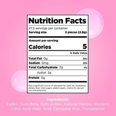 PUR Bubblegum Chewing Gum Sugar Free Naturally Sweetened 55 Count Pack of 3