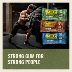 MEG Military Energy Gum Cinnamon, 100mg Caffeine, 18 Pack, NSF Certified