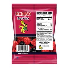 Full Box 12x Bags Haribo Berries Flavor Gummi Candy Peg Bags, Share Size – 5oz