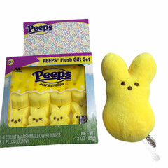 New Yellow Peeps Soft Plush Toy and Candy Gift Set, Marshmallow, Easter 6″ Bunny