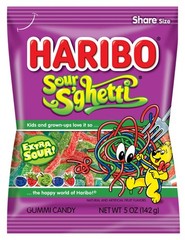 HARIBO Gummi Candy, Z!NG Sour S’ghetti, 5 oz. Bag 5 Ounce (Pack of 1)