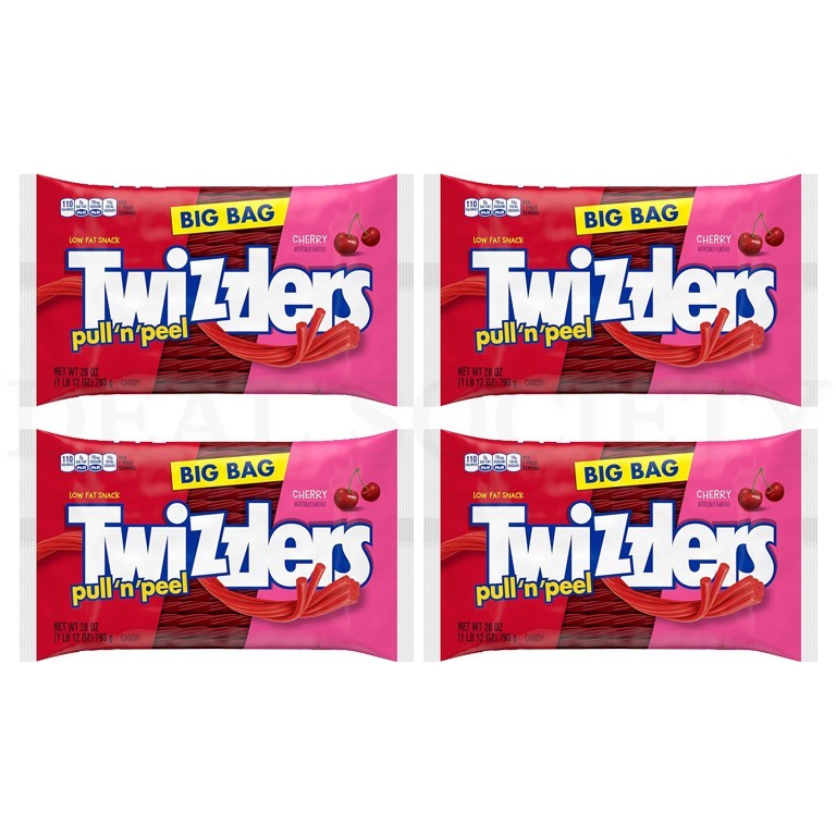 Twizzlers Pull ‘n’ Peel Cherry Flavored Licorice Candy 28oz Lot of 4 Bags