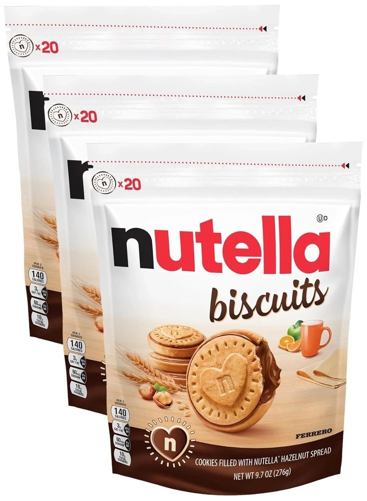 3 x Nutella Biscuits, 20 Count Cookies Hazelnut Spread with Cocoa, FREE SHIPPING