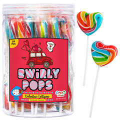 Rainbow Heart Lollipops, Individually Wrapped, Fruity Flavors, Pack of 24