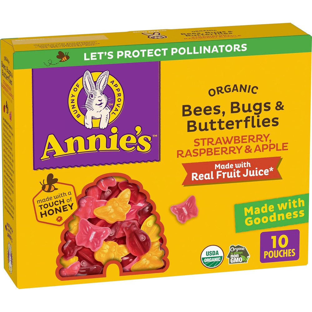 Annie’S Organic Bees, Bugs, and Butterflies Fruit Flavored Snacks, 10 Pouches, 7