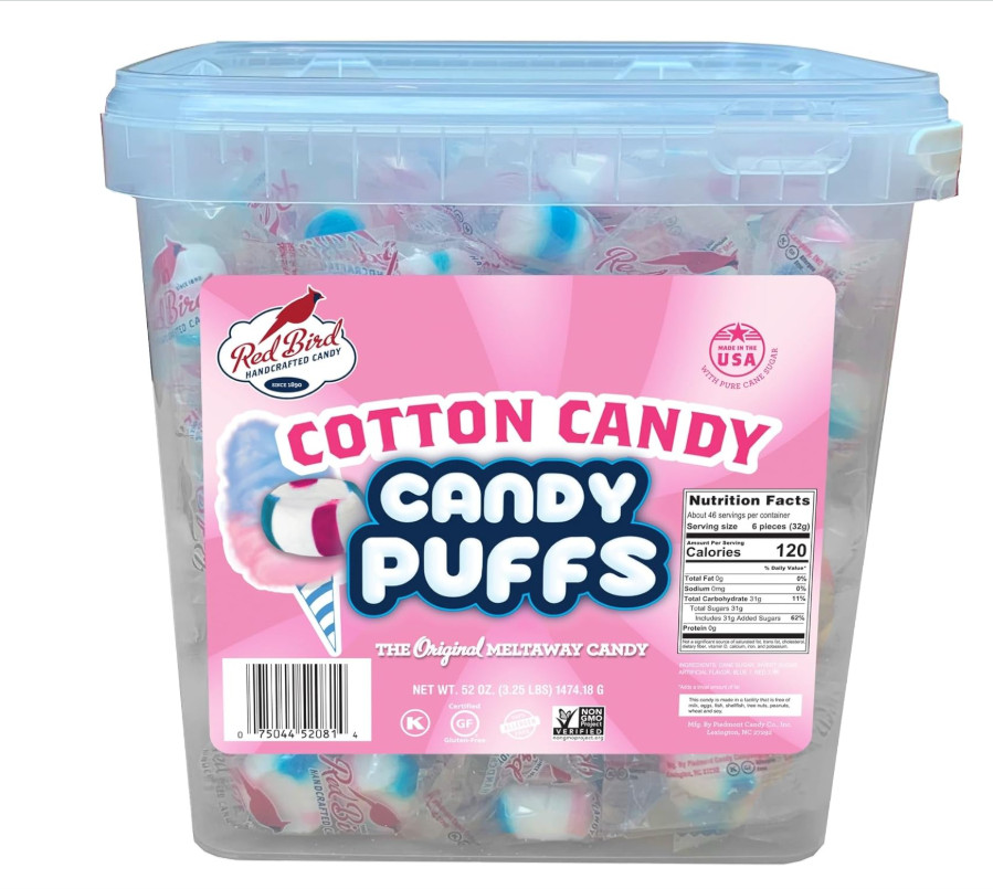 Red Bird Cotton Candy Mints 52oz Tub Individually Wrapped Unique Flavor Candy