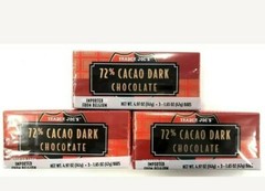 9 TRADER JOE’S 72% Cacao Dark Chocolate Bars Each 1.65 oz