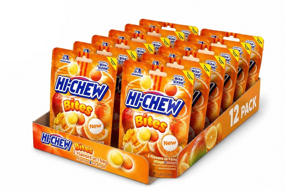 Hi-Chew Mango & Orange Japanese Chewy Fruit Candy 1.59 oz (Pack of 12)