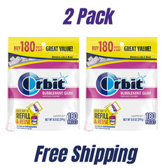 2 pack Orbit Bubblemint Sugar Free Chewing Gum, Value Pack – 180 Ct each bag..