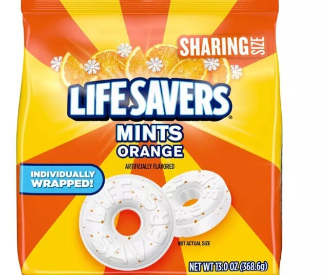 4 Bags Life Savers Orange Breath Mint Hard Candy Individual Wrap 13 oz Each