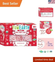 All-Natural Organic Mini Candy Canes – 30 Count Vegan Gluten-Free Peppermint Joy