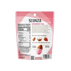 Sconza Thins 5 oz STRAWBERRY Toasted Almonds Covered in Yogurt & Creme BB 3/2027