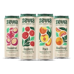 Zevia Zero Sugar Tea, Fruity Tea Variety Pack, 12 oz 12 Fl Oz (Pack of 12)