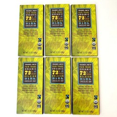 6X Trader Joe’s Fair Trade Organic 72% Cacao Belgian Dark Chocolate Bar 3.5oz ea