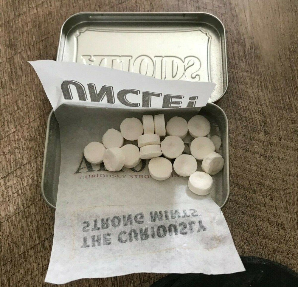 About a dozen Altoids mints (container not included, will arrive loose)