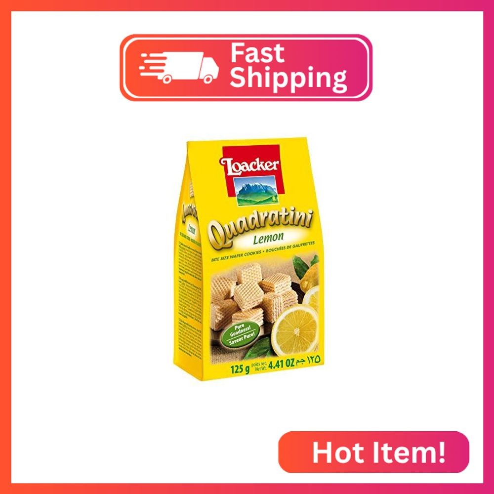 A. Loacker USA Quadratini Lemon Wafer Cookies, 4.41 oz