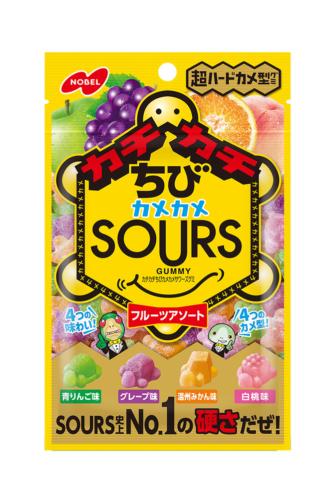 Japan Sour Gummies Nobel Confectionery Kachikachi Chibi Kamekame Sours 70g×6bags