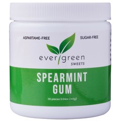 Evergreen Sweets Spearmint Gum Made with Xylitol and Stevia- 110 Pieces Jar