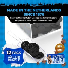 Dutch Licorice Coins 12 Pack 5.2oz Bags Salty Black Candy Netherlands