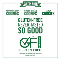 Gluten Free Cookies Variety Pack, Lemon, Ginger Zinger and Chocolate Chip Cookie