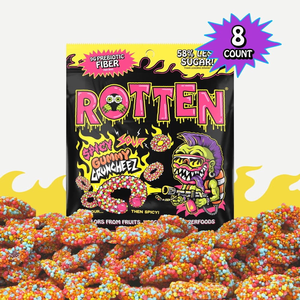 Rotten Sour Gummy Worms 1.8 oz Bag Gluten Free Assorted Flavors – 8 Count