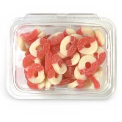 Fruity Flavorful Nostalgic Gummy Rings Candy Featuring 1lb. Apple, Peach, Waterm