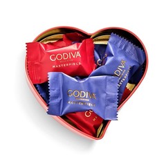 2 Godiva Masterpiece Heart Chocolate with Ganache 7 Piece METAL TINS