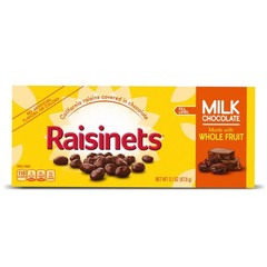 2X Raisinets Milk-Chocolate-Covered Raisins, 3.1 oz, Movie Theater Candy