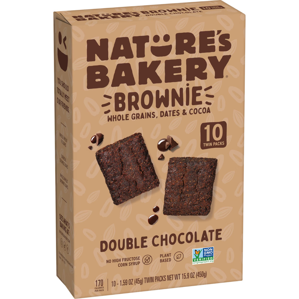Nature’s Bakery Double Chocolate Brownie, 10 Count, 1.59 oz Twin Packs