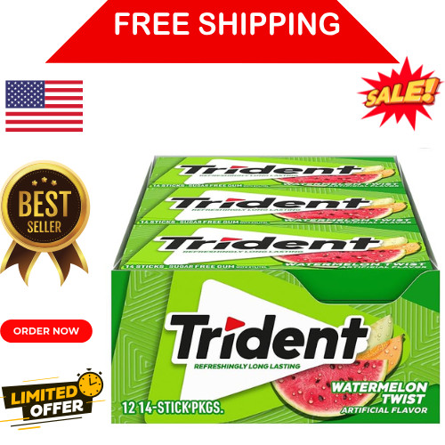 Trident Watermelon Twist Sugar Free Gum, 12 Packs of 14 Pieces (168 Total Pieces