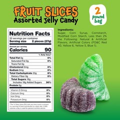 Fruit Slices – 2 Pound Bulk Pack (65 Count) – Assorted Fruit Jelly Candy – Un…