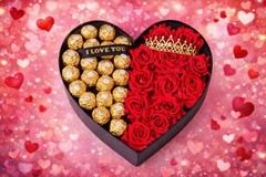 Ferrero Rocher Heart Gift Box Milk Chocolate Hazelnut & Red Rose Valentine’s Day