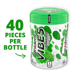 Vibes Spearmint Rush Sugar-Free Chewing Gum, 6 Bottles of 40 Pieces (240 Total P