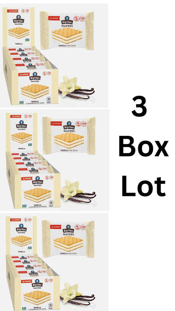 Rip Van Vanilla Wafers 16 Pack Low Sugar 1g Sugar 120 Cal 3 boxes